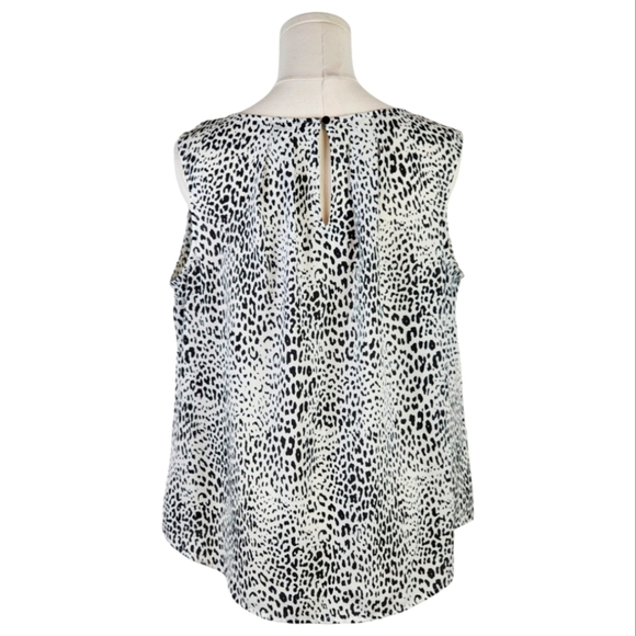 Worthington Petite Large PL Sleeveless Animal Print Blouse Keyhole Back Top - Picture 4 of 8